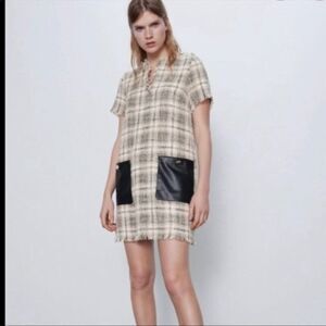 Zara Tweed Mini Dress Womens Size XS